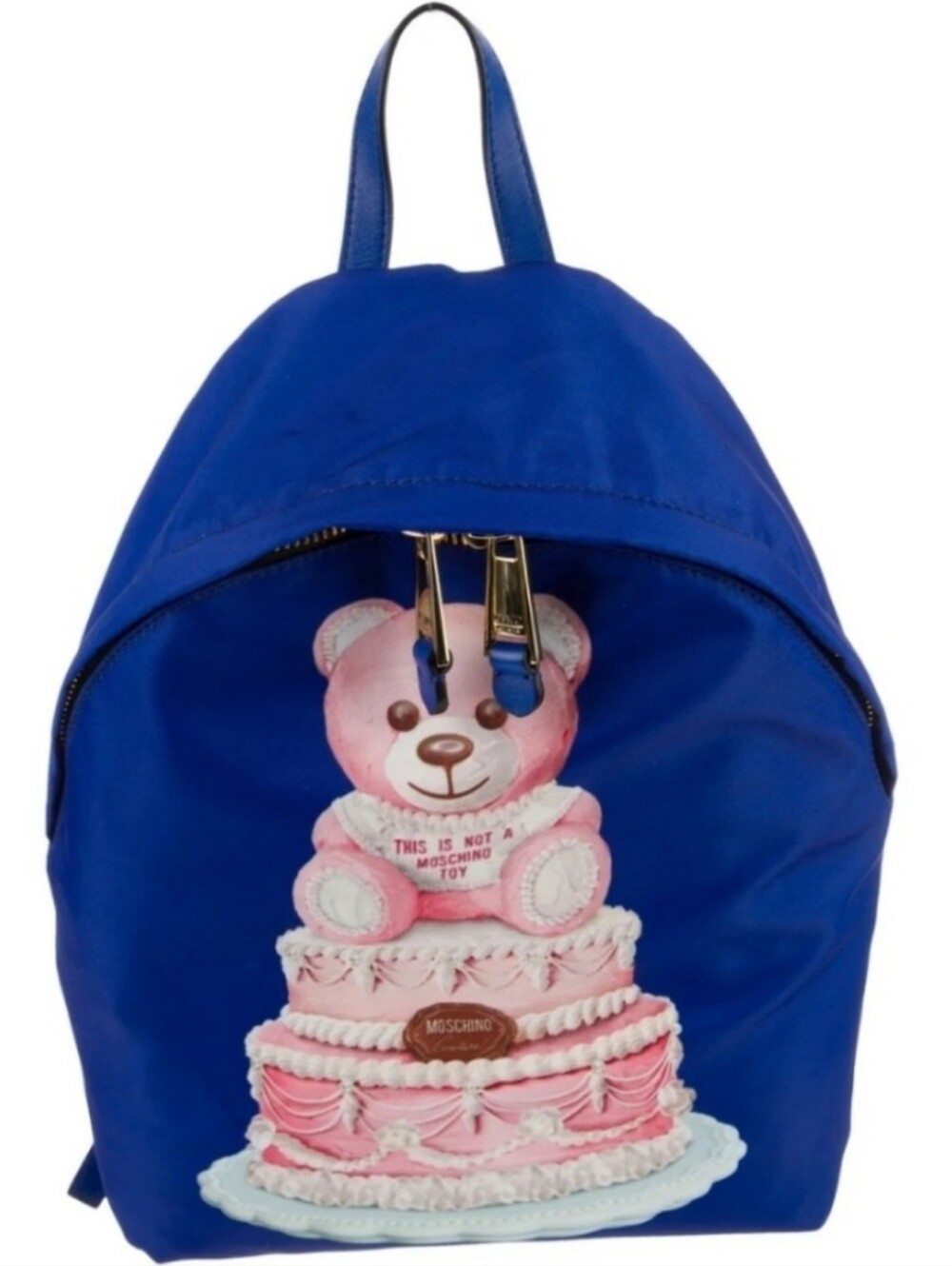 Moschino Couture CAKE BEAR " THIS IS NOT A TOY" BACKPACK Nylon/Leather Trim EUC